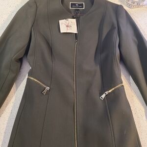 Melanie Lyne Military Green Women's Jacket, Size 2 NWT Zip